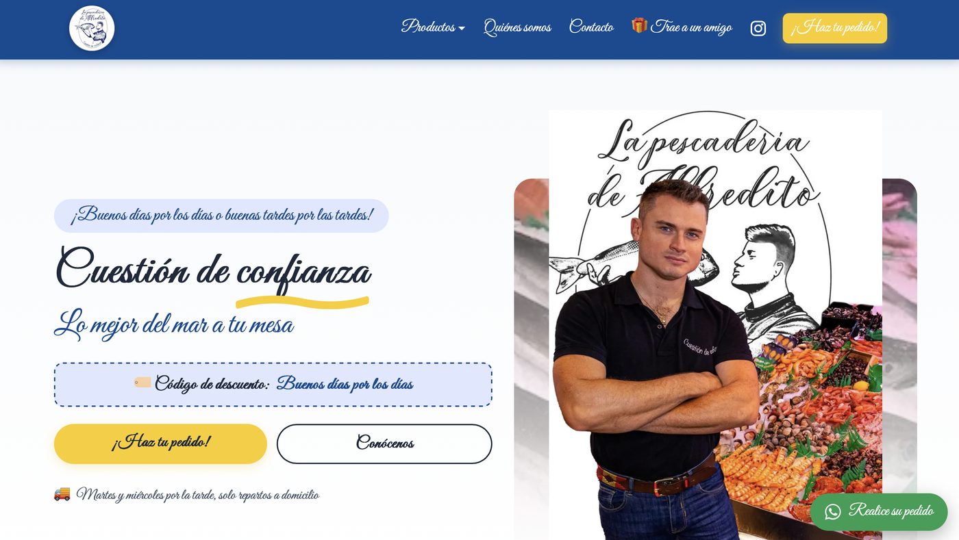 Homepage screenshot of La Pescadería de Alfredito